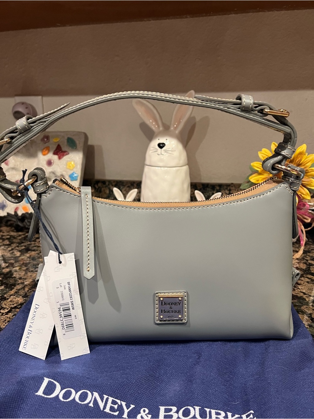 Dooney & Bourke Hobo 25 in Light Gray with Gold Hardware - Picture 3 of 7